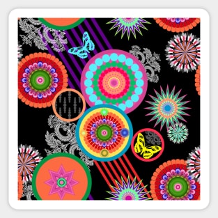 Floral pattern with colorful geometric motifs Sticker